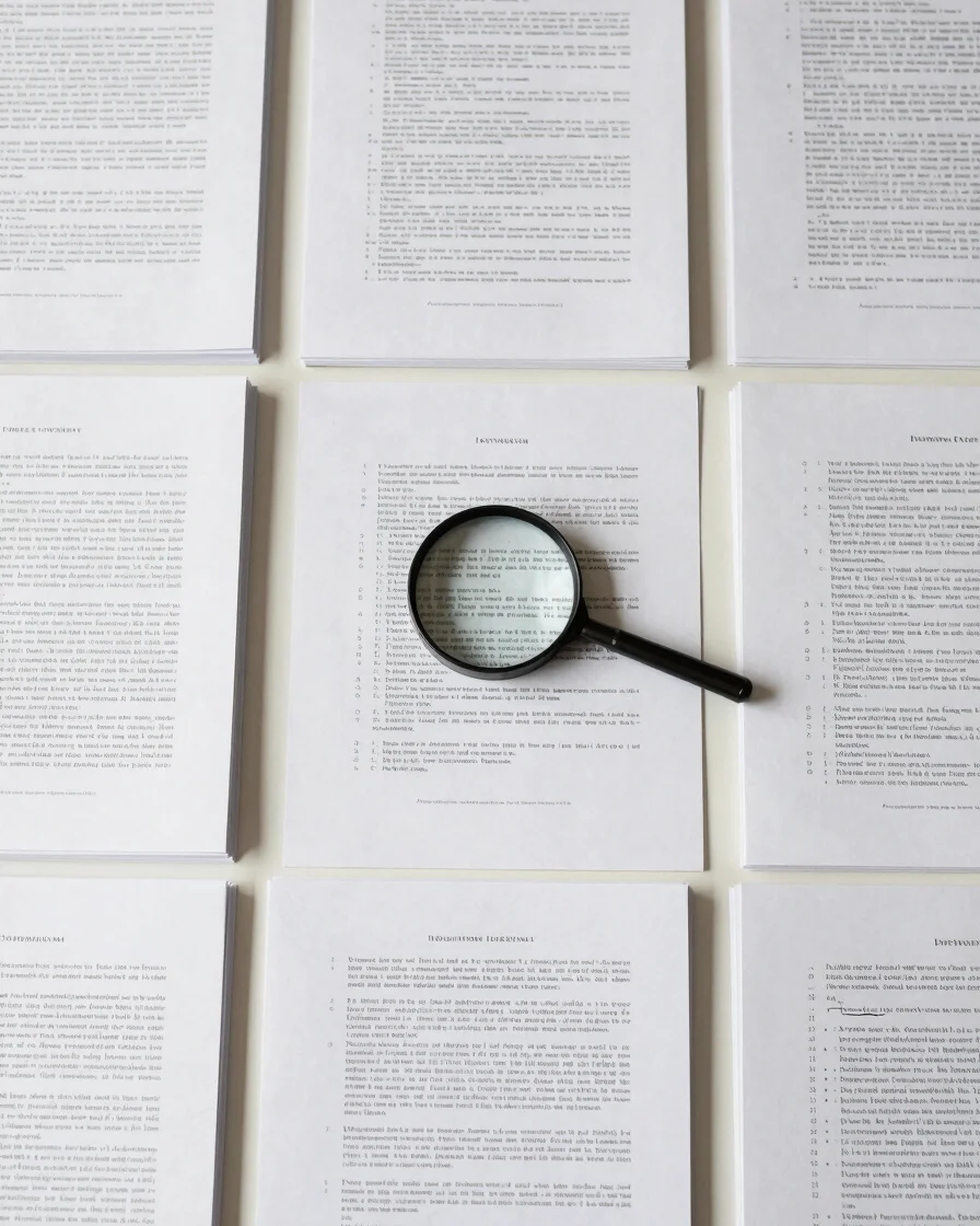 Overhead view of a desk with neatly organized stacks of governmen